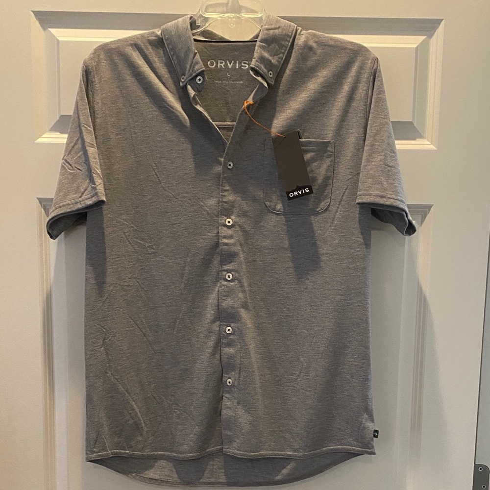 Orvis Men's Gray Short Sleeve Button Down Shirt
